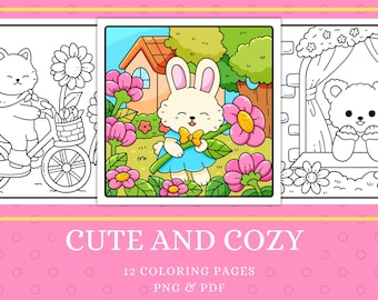 Kawaii Animal Coloring Pages: Cozy Spring Printable (PNG & PDF)