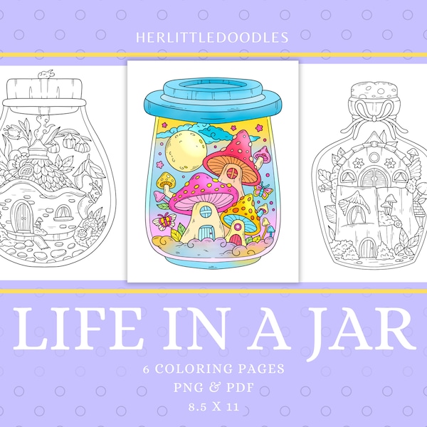 Life In A Jar Coloring Pages, Coloring Sheets, Coloring Pages For Adults, Kawaii Coloring Pages, Magic Jar, Relaxing Coloring