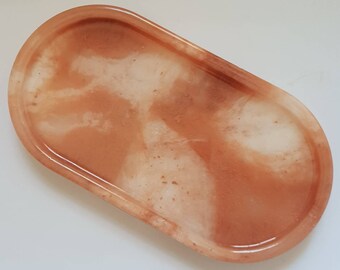 Resin Jewellery/Trinket Tray - Carnelian (Peach & White)