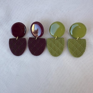 Handmade Polymer Clay Dangle Earrings: Boho Geometric Statement Earrings