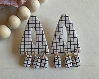 Boho Statement Stud Earrings: Handmade Polymer Clay Dangles