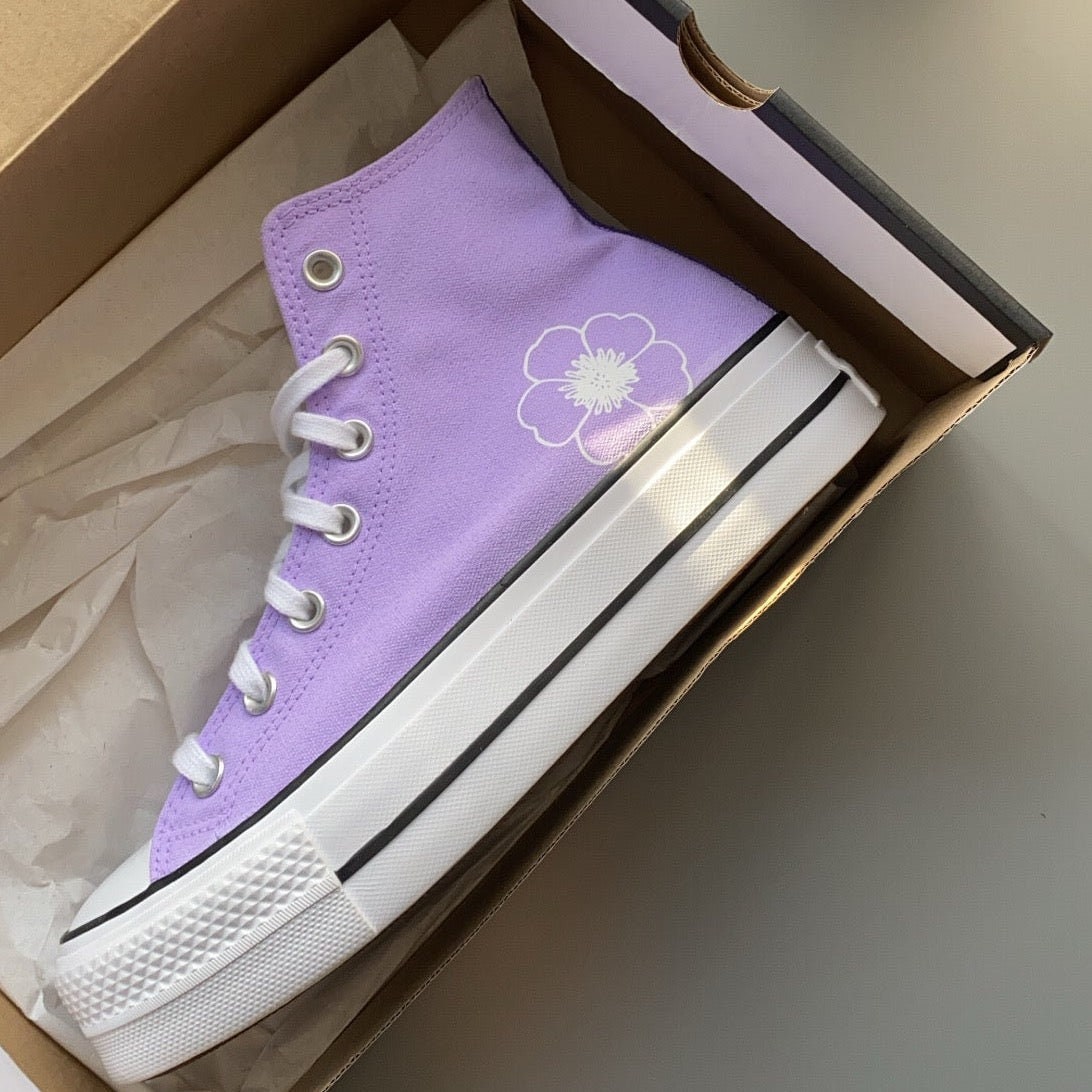 Purple Converse All Star Platform with Motive custom - Etsy