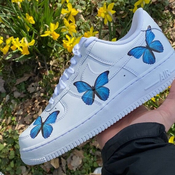 BLUE BUTTERFLY Nike AIRFORCE 1 | Etsy