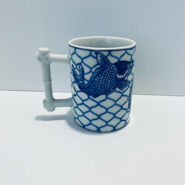 Blue and White Koi Mug