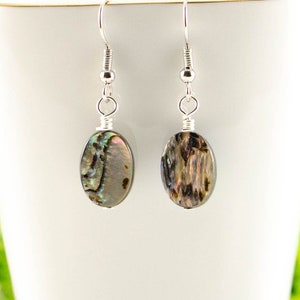 Natural abalone shell earrings,  mother of pearl earrings, Casual beach earrings, Small Oval Seashell Earrings, Nautical vacation gift