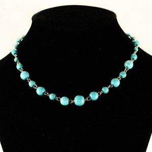 Turquoise Howlite choker necklace, Genuine natural gemstone choker for women, Statement handmade boho blue stone necklace, Mindfulness gift