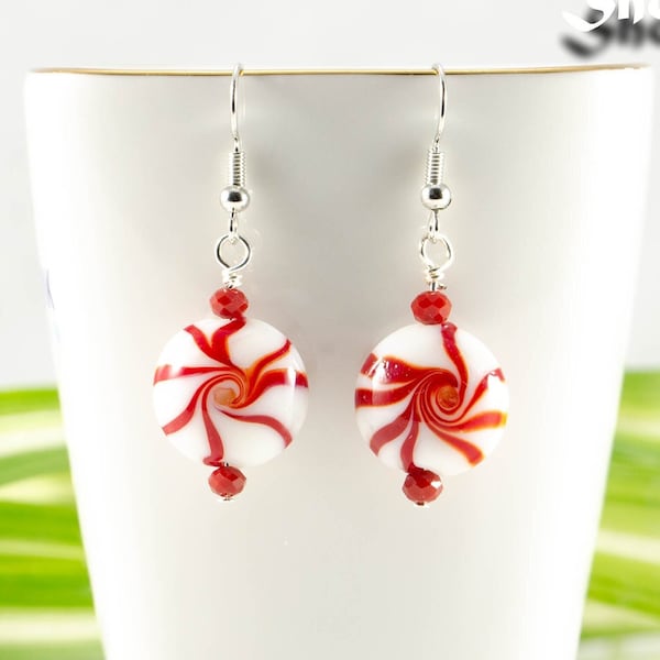 Red Peppermint Earrings main image 0