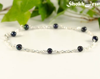 Black Freshwater pearl anklet, Elegant black pearl anklet, Boho beaded ankle bracelet, Dainty beach anklet for women, Unusual Wedding anklet