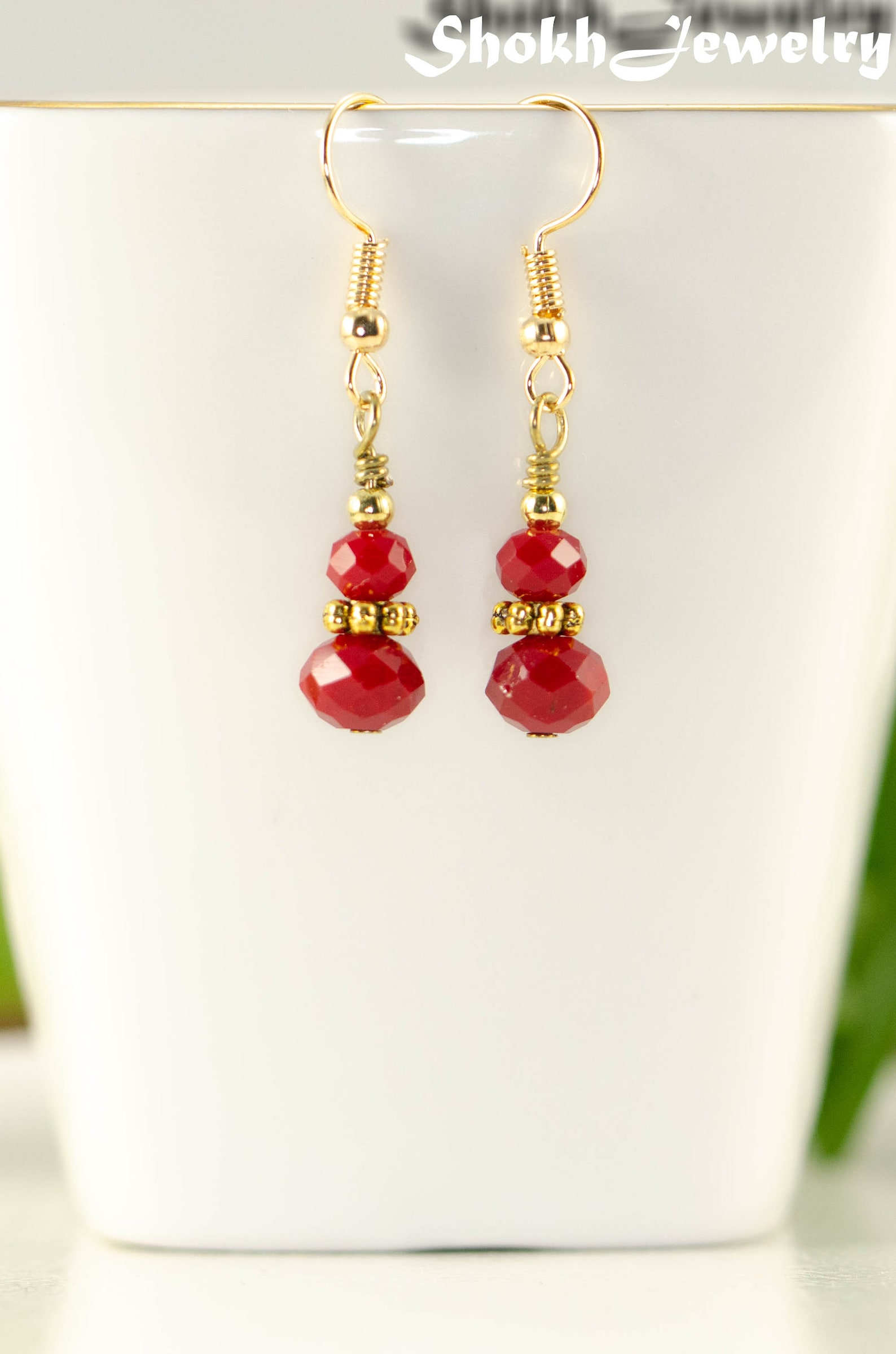 Red Dangle Earrings Simple Everyday Earrings Modern Etsy