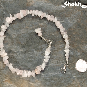 Rose Quartz Anklet, Pink Gemstone Chip Anklet for Women, Raw Crystal ...