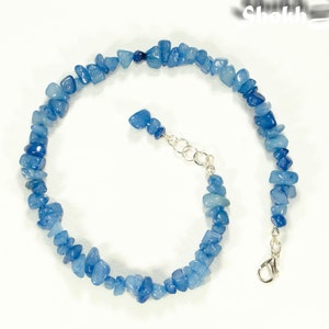 Raw Crystal Anklet, Blue Quartzite Chip Ankle Bracelet, Adjustable ...