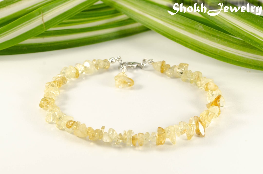 Genuine Citrine Chip Anklet, Raw Crystal Anklet for Women, Natural ...