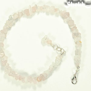 Rose Quartz Anklet, Pink Gemstone Chip Anklet for Women, Raw Crystal ...