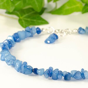 Raw Crystal Anklet, Blue Quartzite Chip Ankle Bracelet, Adjustable ...
