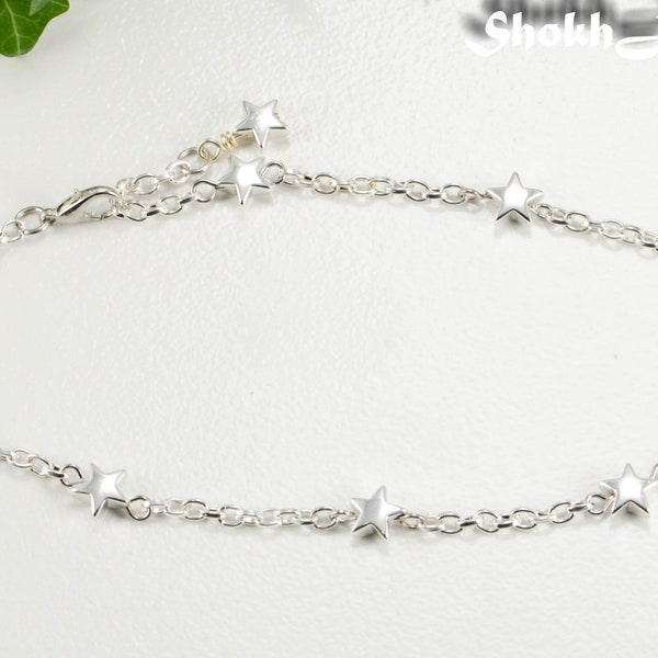 Handmade Star bracelet for Women, Silver Hematite bracelet, Modern Minimalist Celestial Bracelet, Unusual friendship bracelet, Birthday gift