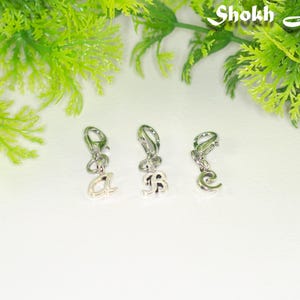 Small initial charm with clasp, Clip on cursive letter charm for jewelry, necklace, bracelet, anklet, keychain, planner, journal, crafters