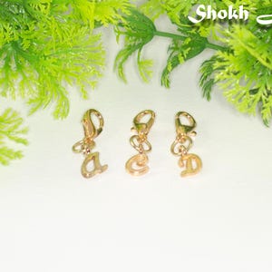 Small Cursive Letter Charm with clasp, Clip on initial charm for necklace, bracelet, anklet, keychain, planner, Personalized journal charms