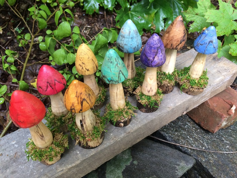 Carved Wooden Mushroom. Integrated Pedestal Base With Etsy