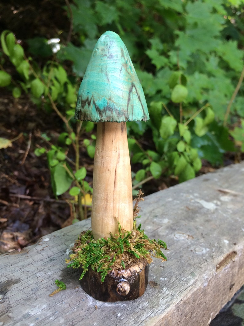Carved Wooden Mushroom. Integrated Pedestal Base With Etsy