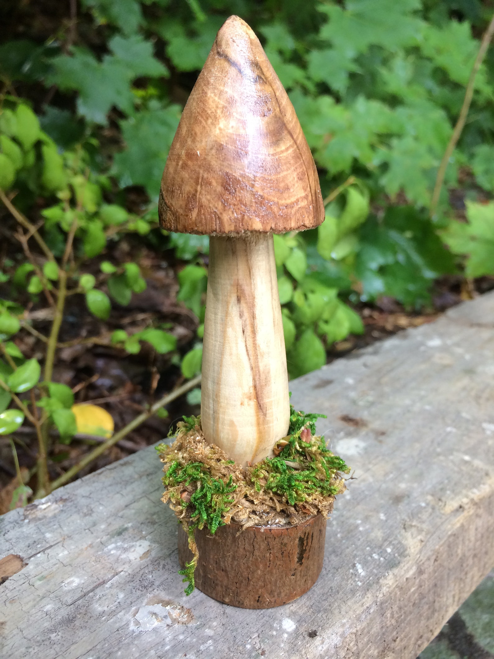 Carved Wooden Mushroom. Integrated Pedestal Base With Etsy