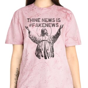 Thine News Is #FakeNews Jesus Color Blast T Shirt by RedPill45, Patriotic Unisex Fake News T-Shirt, Fake News Media MSM Conservative Gift
