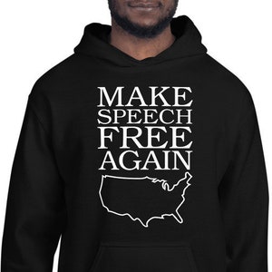 Free Speech American 1st Amendment Unisex Hoodie by RedPill45, Make Speech Free Again Patriotic Sweatshirt, Conservative Censorship Hoodie