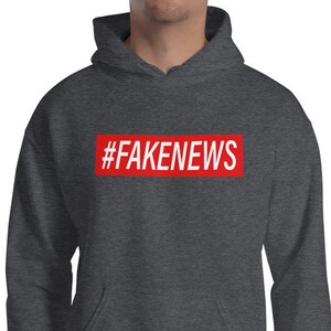 Fake News Hashtag Unisex Hoodie by RedPill45, #FakeNews, Patriotic Clothing, Conservative Gift, Liberal Tears, Trump 2020, Fake News Hoodie