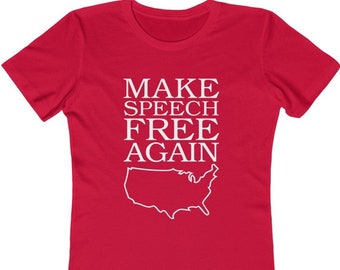 Free Speech American 1st Amendment Women's T Shirt by RedPill45, Make Speech Free Again Patriotic Shirt, Conservative Censorship Shirt