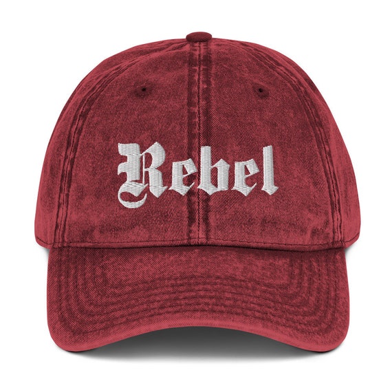 Rebel Script Embroidered Old English Hat by RedPill45, Rebel Script Hat, Vintage Rebel Text Hat, Free Thinker Hat