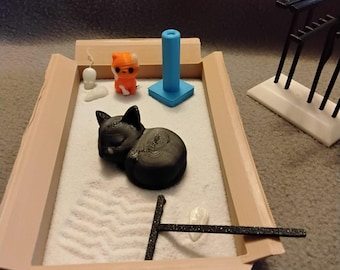 3D printed DIY Desktop Cat themed Zen Garden kit