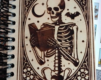 Lazer Engraved Wooden Tarot Journal with stickers!