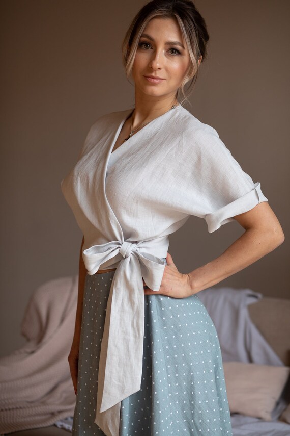 wrap linen top