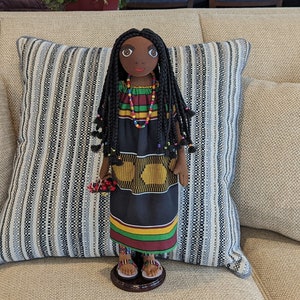 African Doll, Africa Inspired doll, Black Braids Princess, African American Doll, Interior art doll, Textile , Collectible doll, Fabric doll