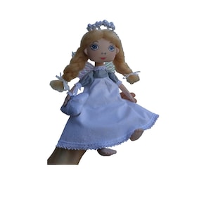 Angel, Interior doll, Collectible, Gift doll, Shelf sitter, Soft, Rag doll, Girl in white and silver, Nursery decor, Textile doll