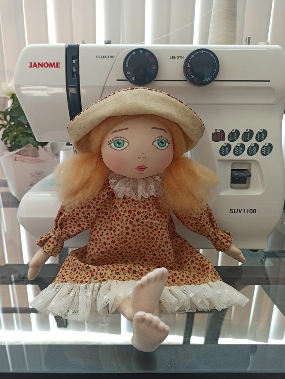 Unique cute collectible rag doll Interior art decor doll Summer Doll Blond hair doll Special gift Cloth doll handmade