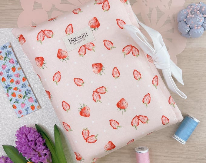 Pink Strawberry Book Sleeve with Bow