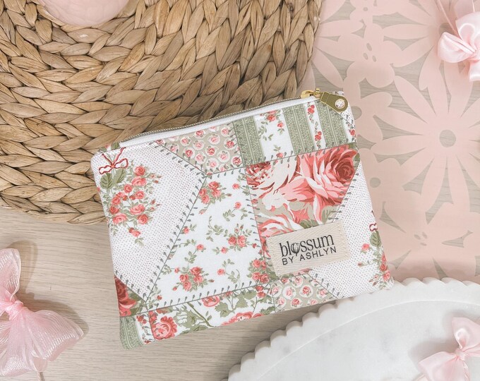 Rose Garden Zipper Pouch | Makeup Bag, Gifts for Her, Toiletry Bag, Card Holder