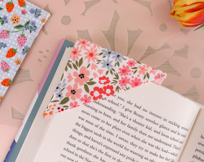 Bright Floral Fabric Corner Bookmark