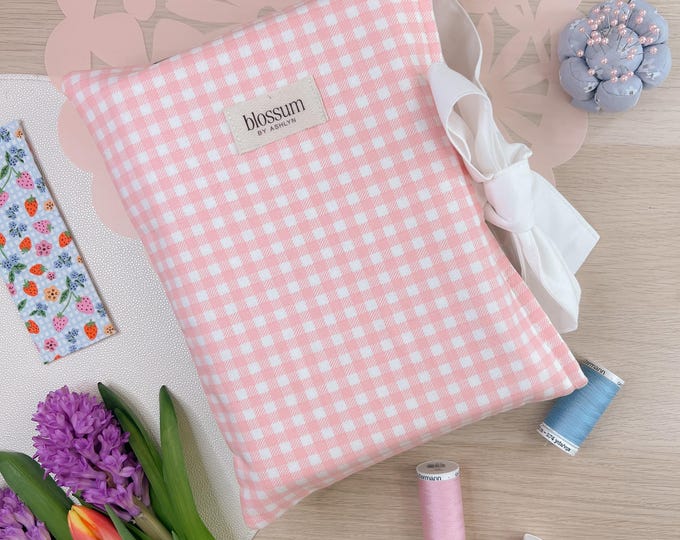 Pink Gingham Book Sleeve with Bow