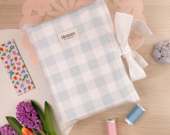 Light Blue Gingham Book Sleeve