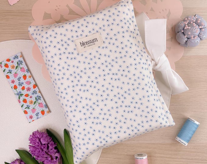 Blue Flower Book Sleeve with Bow