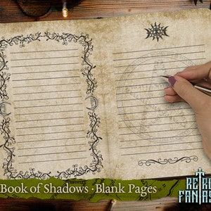 Buch der Schatten Leerseiten • Magie • Wicca • Journalseiten • Grimoire • Zauberbuch • Antike Seiten
