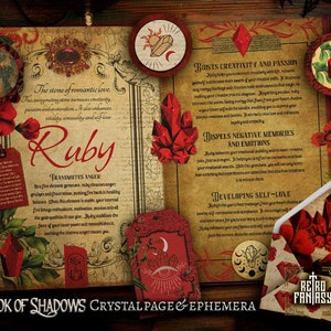 Utskrivbara RUBY-sidor och ephemera • Skuggornas bok • KRISTALLER • Wicca-sidor • Skräpjournalsidor • Grimoire • Häxsidor