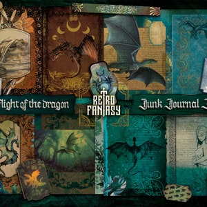 The flight of the dragon Junk Journal Digital Kit Printable | INSTANT Download | Dragons Journal | Medieval Journal |  Scrapbook