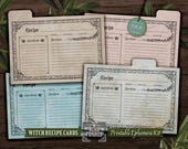 Kitchen Witchy Recipe Cards Kit • Printable • Magic • BOS • Wicca • Grimoire • Book of spells • Digital download • Recipe Book