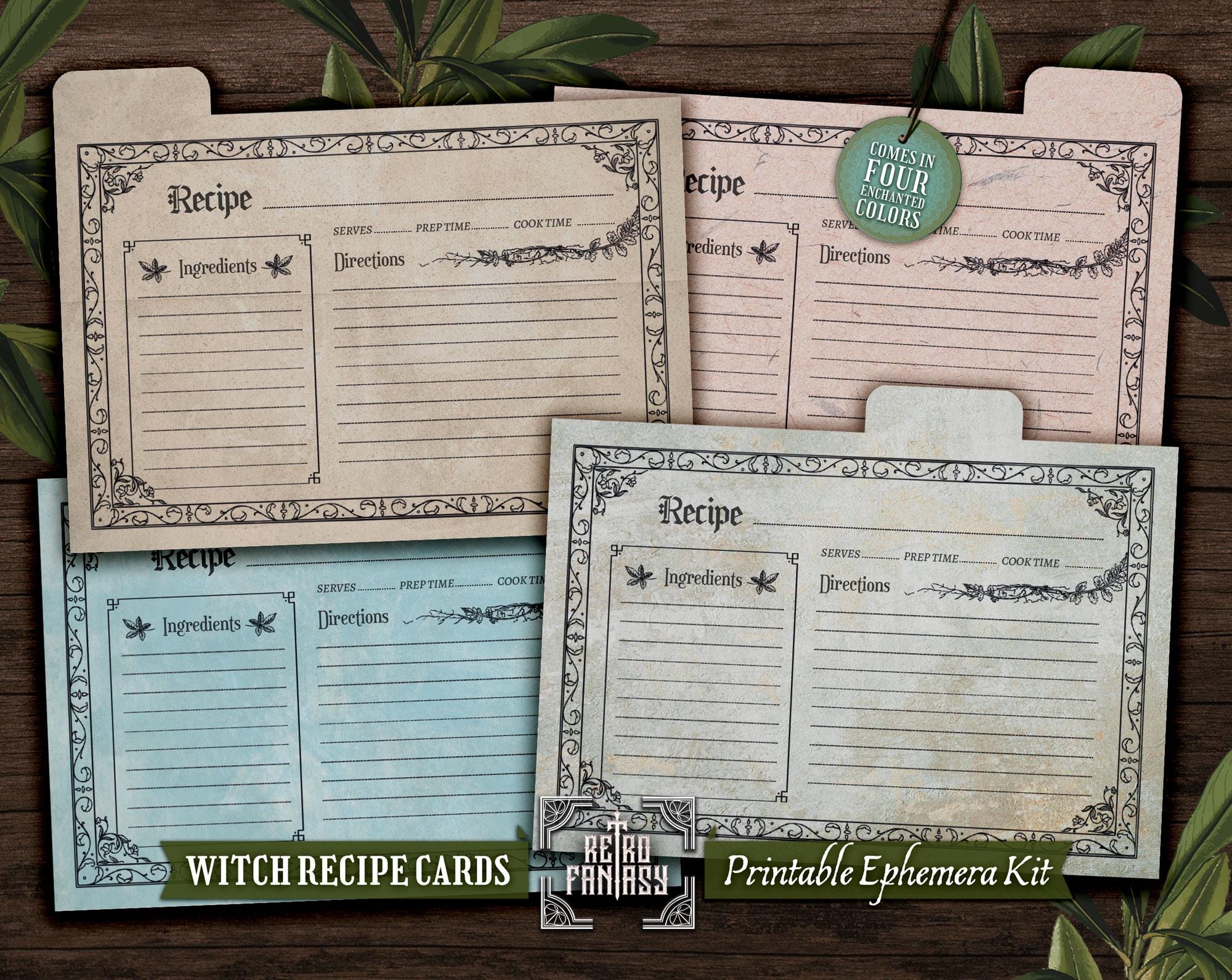 Kitchen Witchy Recipe Cards Kit • Printable • Magic • BOS • Wicca ...