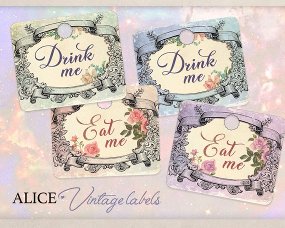 Drink Me Eat Me Labels Alice In Wonderland Vintage Labels Etsy