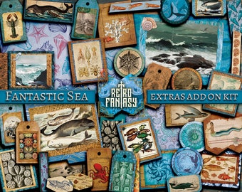 Fantastic Sea Junk Ephemera Kit • Digital Download • Scrapbooking • EXTRAS add on kit • Sea creatures • Ocean