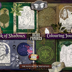 COLOURING Book of Shadows Junk Journal Kit Printable • The Witches of ages past •  TEMPLATE for spells for FREE! • Wicca  • Book of spells