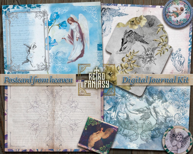 Postcard From Heaven Printable Digital Journal Kit INSTANT Etsy